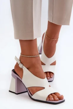 Sandały Damskie Na Słupku Białe D&A MR38-153