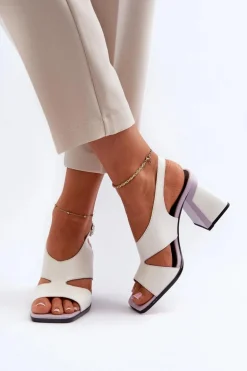 Sandały Damskie Na Słupku Białe D&A MR38-153