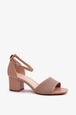 Sandały Damskie Na Słupku Beżowe Desvia