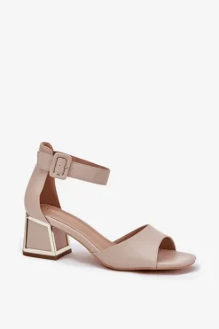 Sandały Damskie Na Słupku Beżowe Zennia