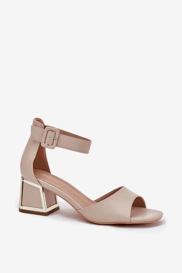 Sandały Damskie Na Słupku Beżowe Zennia