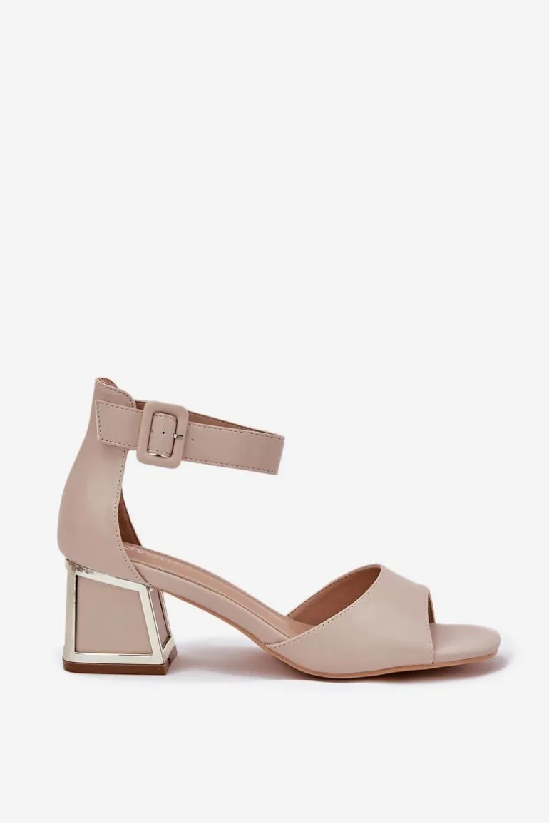 Sandały Damskie Na Słupku Beżowe Zennia