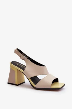 Sandały Damskie Na Słupku Beżowe D&A MR38-153