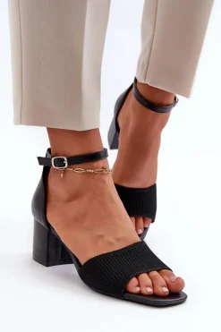 Sandały Damskie Na Słupku Czarne Desvia