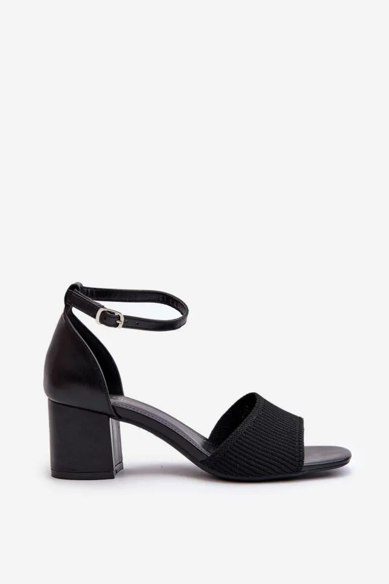 Sandały Damskie Na Słupku Czarne Desvia