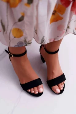 Sandały Damskie Na Słupku Czarne Zephira