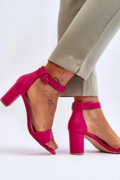 Sandały Damskie Na Słupku Fuksja Lexi