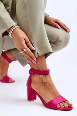 Sandały Damskie Na Słupku Fuksja Lexi