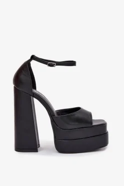 Sandały Damskie Na Słupku I Platformie Czarne Beloria