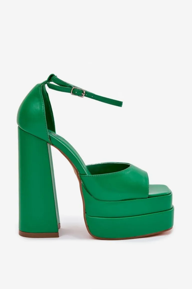 Sandały Damskie Na Słupku I Platformie Zielone Beloria