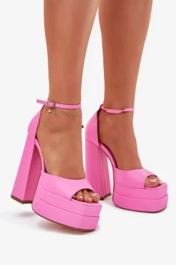 Sandały Damskie Na Słupku I Platformie Różowe Beloria
