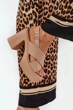 Sandały Damskie Na Słupku I Platformie Z Eko Skóry Khaki Annavin