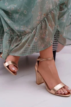 Sandały Damskie Na Słupku Klasyczne Champagne Fiji