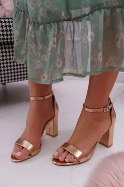 Sandały Damskie Na Słupku Klasyczne Champagne Fiji