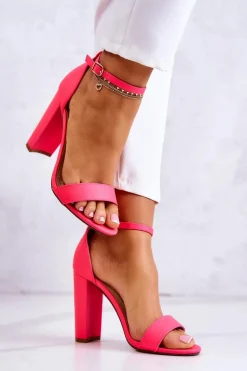Sandały Damskie Na Słupku Neon Róż Anastasie