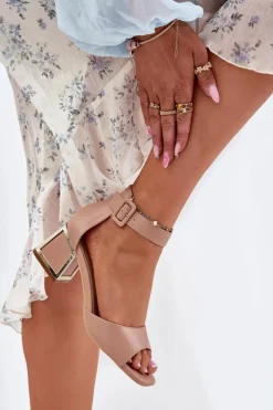 Sandały Damskie Na Słupku Nude Zennia