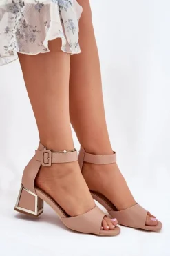 Sandały Damskie Na Słupku Nude Zennia