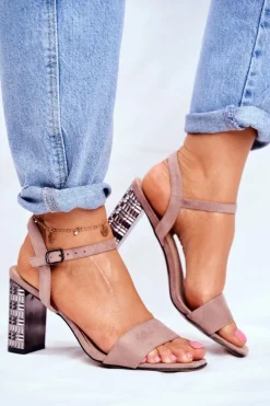 Sandały Damskie Na Słupku Różowe Barski Baskila