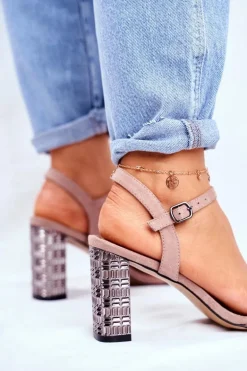 Sandały Damskie Na Słupku Różowe Barski Baskila