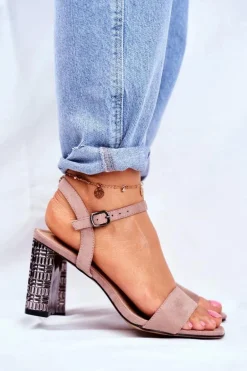 Sandały Damskie Na Słupku Różowe Barski Baskila