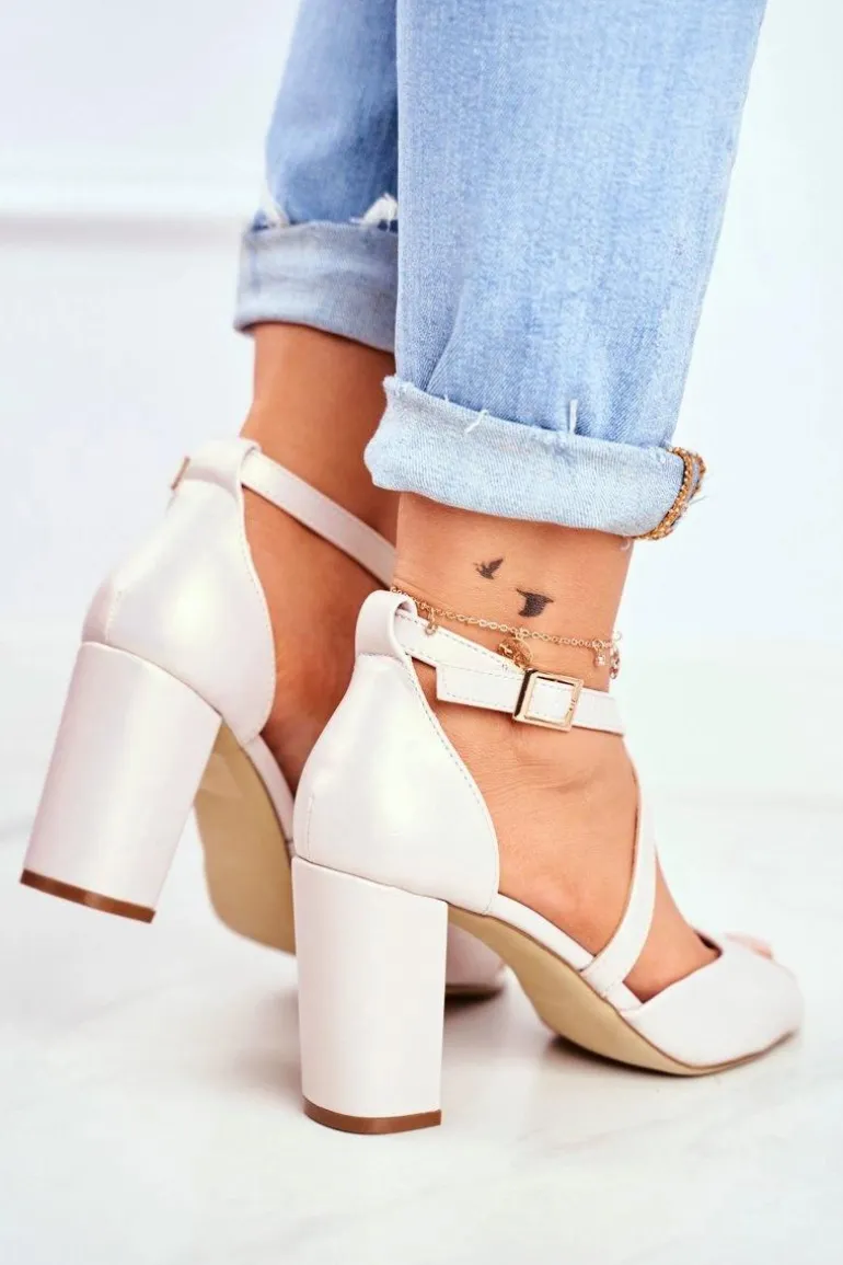 Sandały Damskie Na Słupku Sergio Leone Beżowa Perła SK865