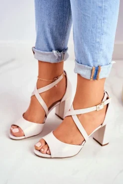 Sandały Damskie Na Słupku Sergio Leone Beżowa Perła SK865