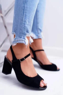 Sandały Damskie Na Słupku Sergio Leone SK808 Czarne Dali