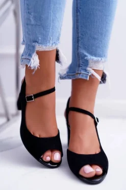 Sandały Damskie Na Słupku Sergio Leone SK808 Czarne Dali