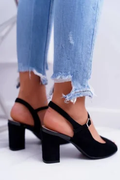 Sandały Damskie Na Słupku Sergio Leone SK808 Czarne Dali