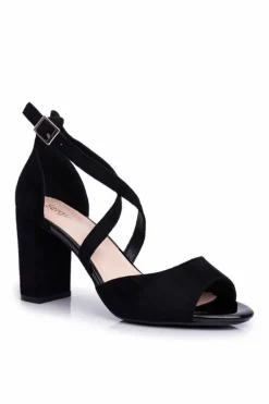 Sandały Damskie Na Słupku Sergio Leone Czarne SK865