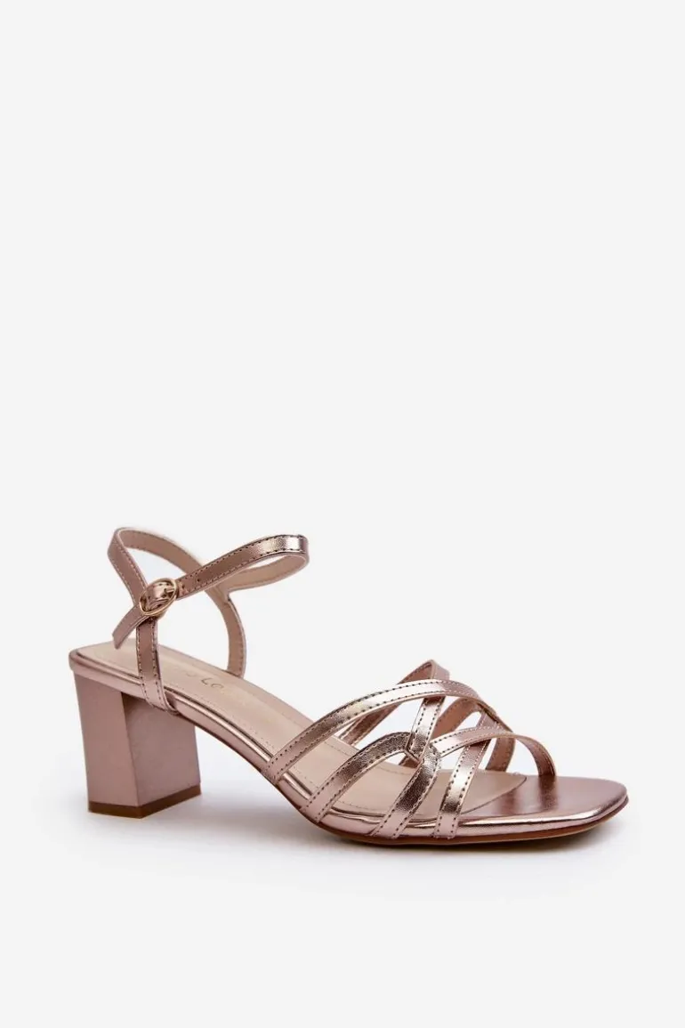 Sandały Damskie Na Słupku Sergio Leone SK065 Złote