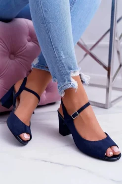 Sandały Damskie Na Słupku Sergio Leone SK808 Granat Dali