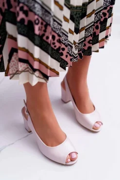 Sandały Damskie Na Słupku Sergio Leone SK765 Różowa Perła Vime