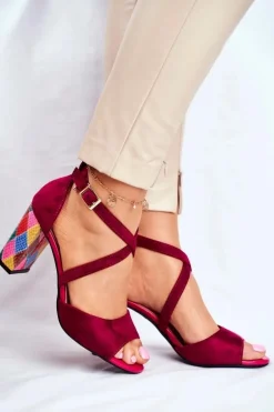 Sandały Damskie Na Słupku Sergio Leone Fuksja SK865