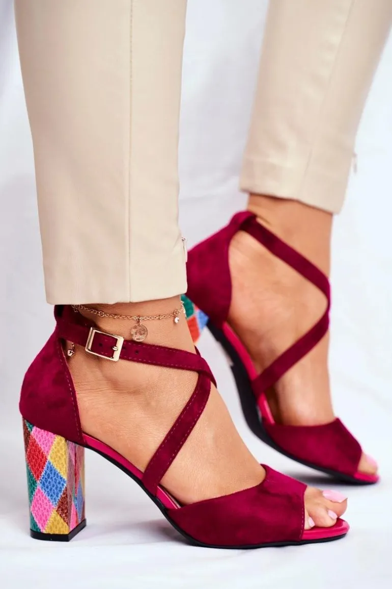 Sandały Damskie Na Słupku Sergio Leone Fuksja SK865