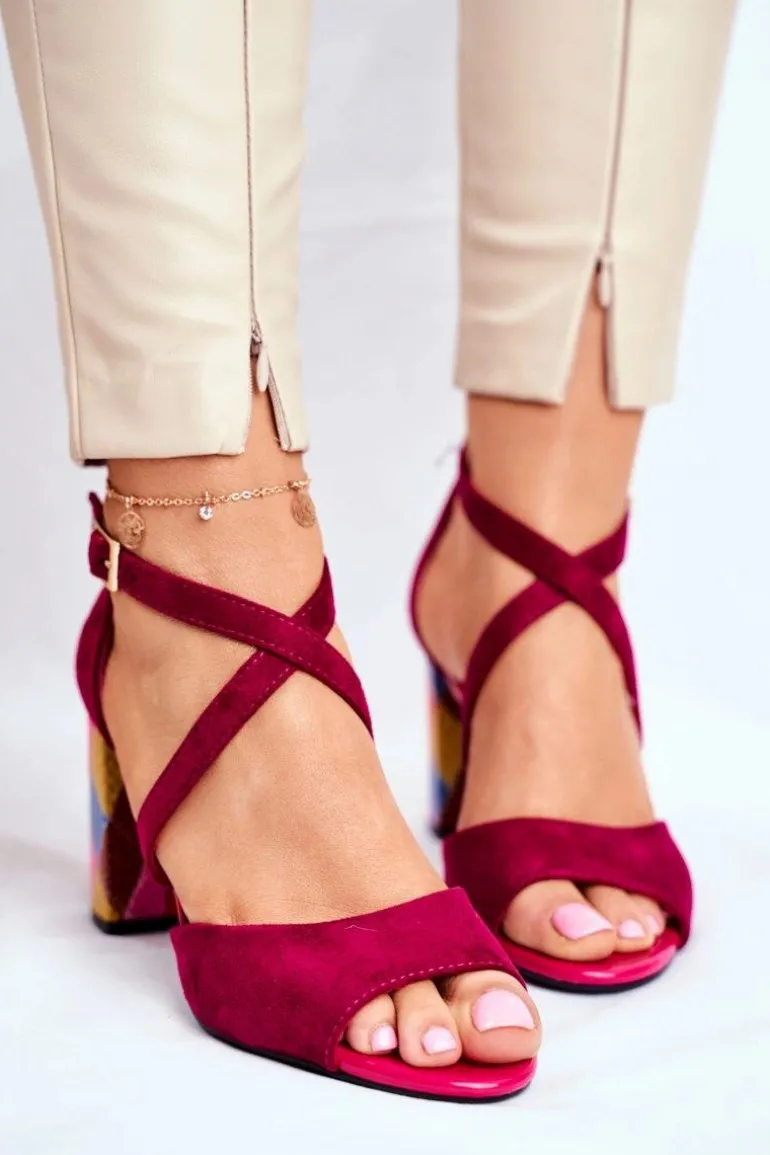 Sandały Damskie Na Słupku Sergio Leone Fuksja SK865