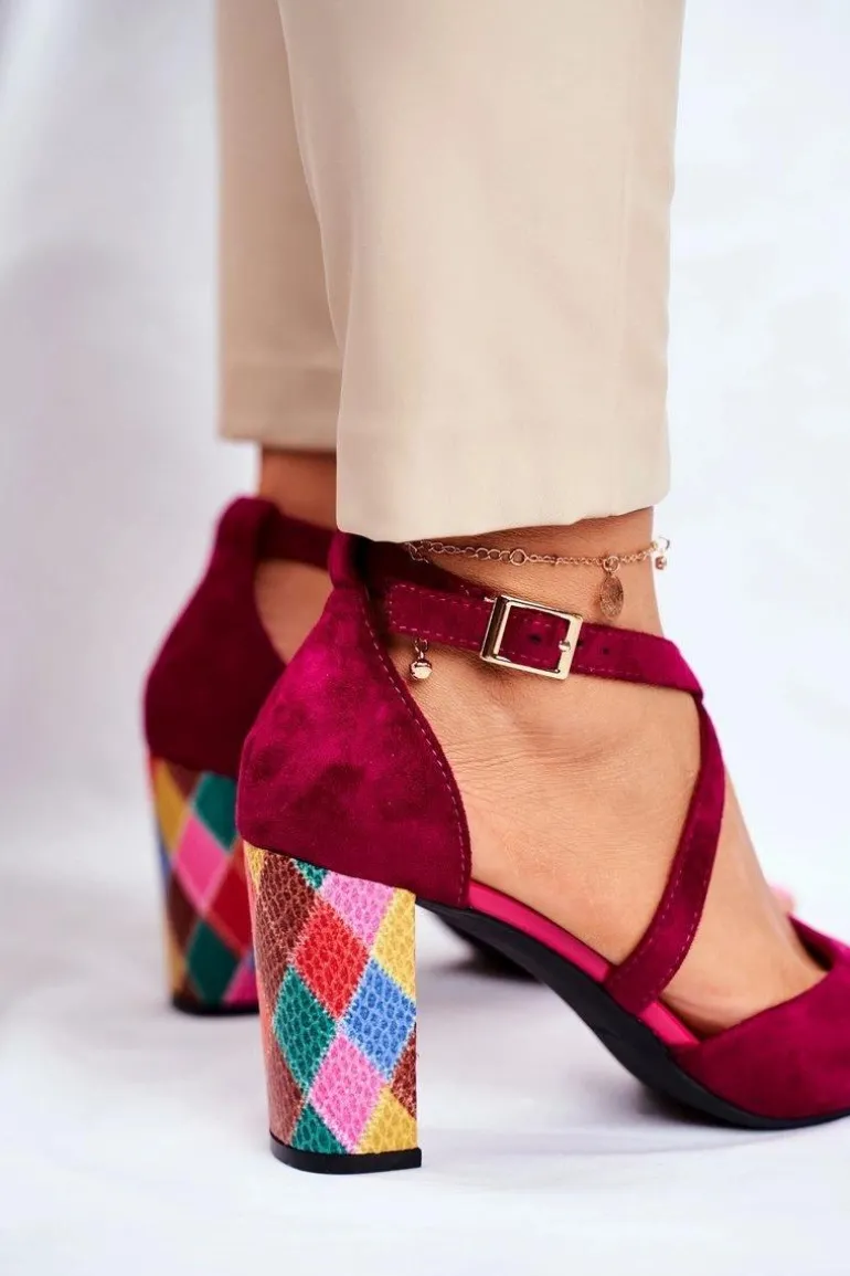 Sandały Damskie Na Słupku Sergio Leone Fuksja SK865