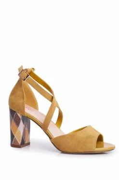 Sandały Damskie Na Słupku Sergio Leone Żółte SK865