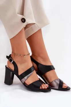 Sandały Damskie Na Słupku Sergio Leone SK866 Czarne