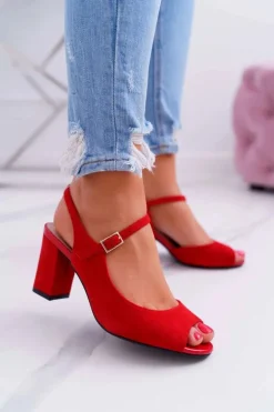 Sandały Damskie Na Słupku Sergio Leone SK808 Czerwone Dali