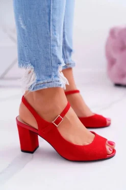 Sandały Damskie Na Słupku Sergio Leone SK808 Czerwone Dali