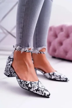 Sandały Damskie Na Słupku Skóra Węża Kehira