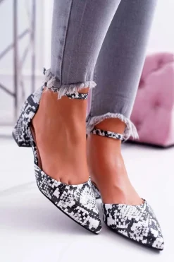 Sandały Damskie Na Słupku Skóra Węża Kehira