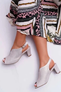 Sandały Damskie Na Słupku Sergio Leone SK800 Beżowe Fanfara