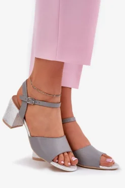 Sandały Damskie Na Słupku Vinceza 20275 Szare