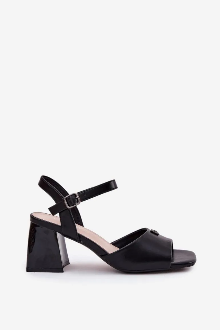 Sandały Damskie Na Słupku Vinceza 62235 Czarne