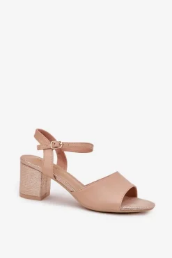 Sandały Damskie Na Słupku Vinceza 20275 Beżowe