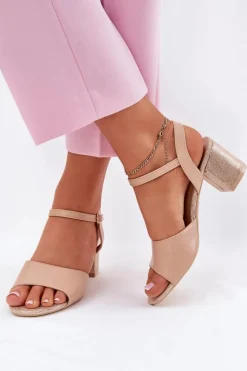 Sandały Damskie Na Słupku Vinceza 20275 Beżowe