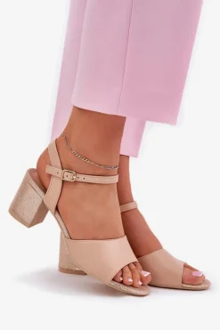 Sandały Damskie Na Słupku Vinceza 20275 Beżowe