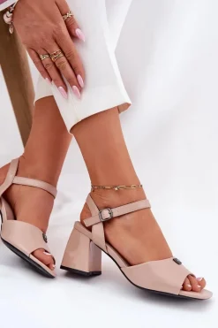 Sandały Damskie Na Słupku Vinceza 62235 Beżowe